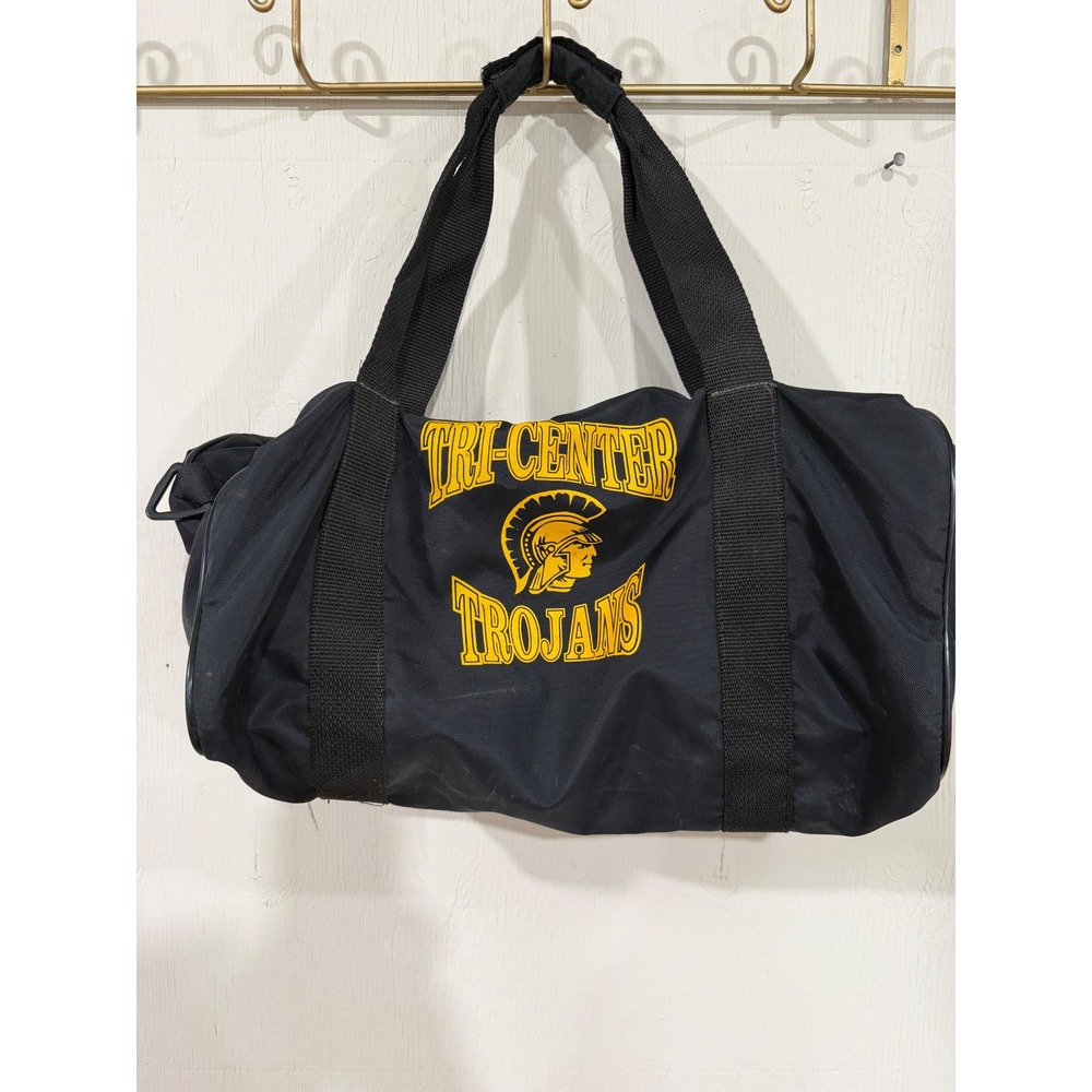 Tri-Center Trojans Duffel Bag Black Yellow Gym Travel Sports Barrel Bag 18in